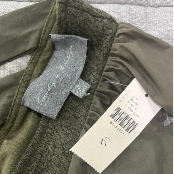 NWT Sunday in Brooklyn Anthropologie Tie-Back Corset Top Puff Sleeve Olive Sz XS - Picture 4 of 8